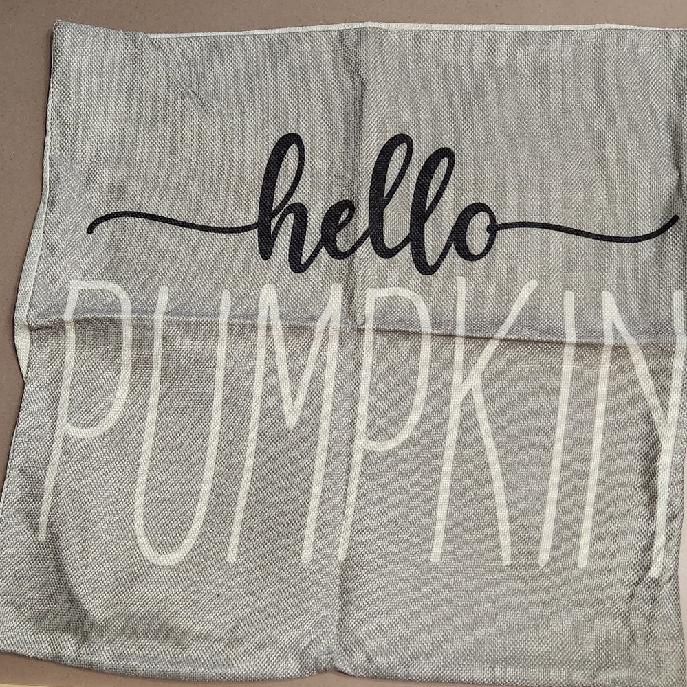 Fun and Pretty Silver Hello Pumpkin Fall-Halloween Pillow Cover